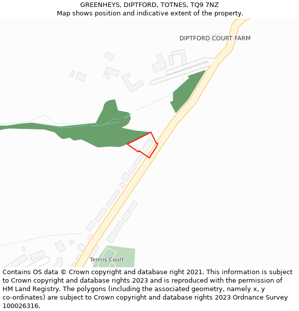 GREENHEYS, DIPTFORD, TOTNES, TQ9 7NZ: Location map and indicative extent of plot