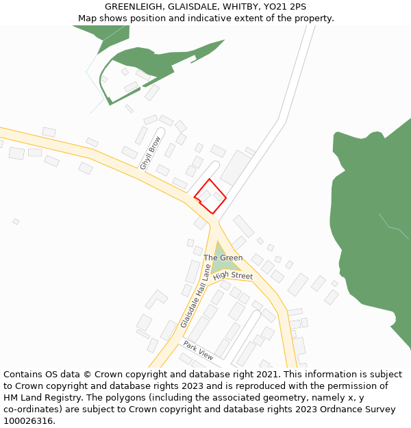 GREENLEIGH, GLAISDALE, WHITBY, YO21 2PS: Location map and indicative extent of plot