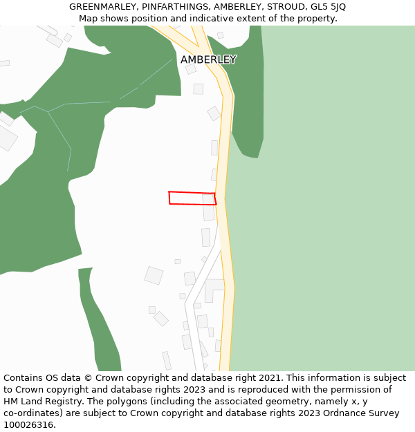 GREENMARLEY, PINFARTHINGS, AMBERLEY, STROUD, GL5 5JQ: Location map and indicative extent of plot