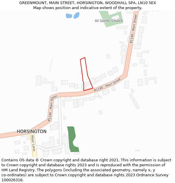 GREENMOUNT, MAIN STREET, HORSINGTON, WOODHALL SPA, LN10 5EX: Location map and indicative extent of plot