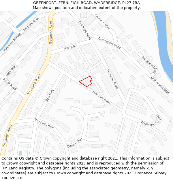 GREENPORT, FERNLEIGH ROAD, WADEBRIDGE, PL27 7BA: Location map and indicative extent of plot