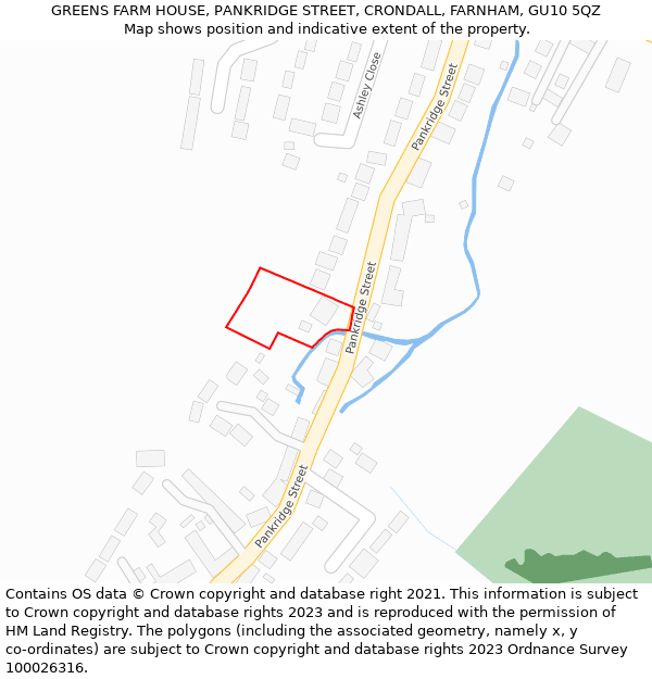 GREENS FARM HOUSE, PANKRIDGE STREET, CRONDALL, FARNHAM, GU10 5QZ: Location map and indicative extent of plot