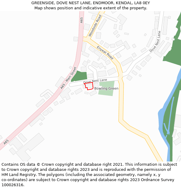 GREENSIDE, DOVE NEST LANE, ENDMOOR, KENDAL, LA8 0EY: Location map and indicative extent of plot