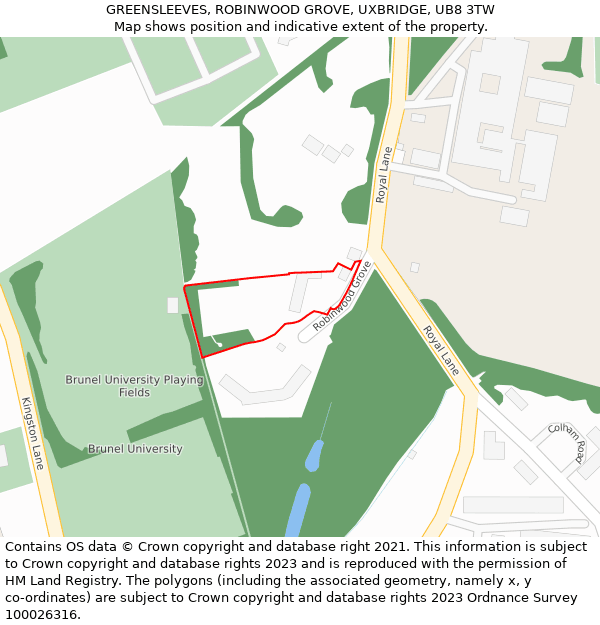GREENSLEEVES, ROBINWOOD GROVE, UXBRIDGE, UB8 3TW: Location map and indicative extent of plot