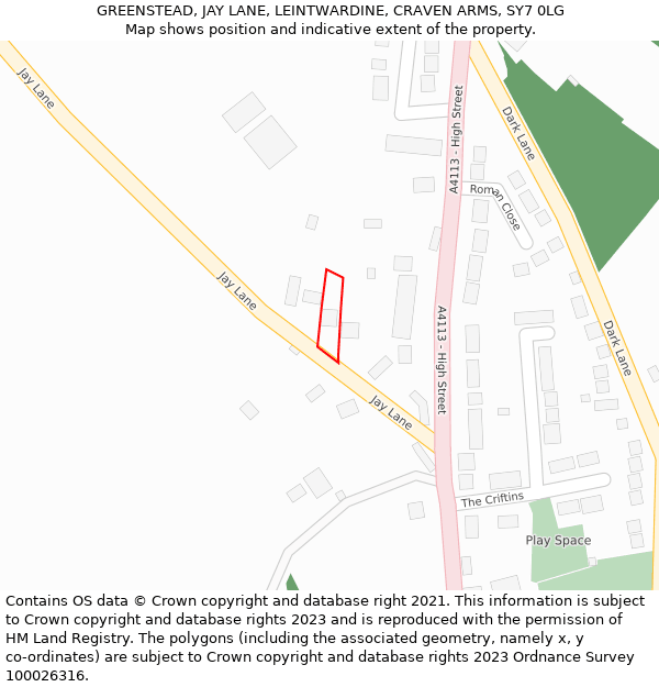 GREENSTEAD, JAY LANE, LEINTWARDINE, CRAVEN ARMS, SY7 0LG: Location map and indicative extent of plot