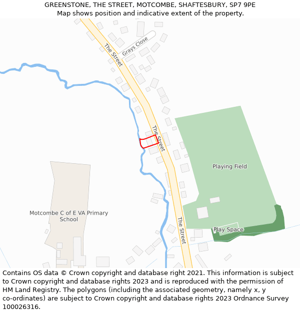 GREENSTONE, THE STREET, MOTCOMBE, SHAFTESBURY, SP7 9PE: Location map and indicative extent of plot