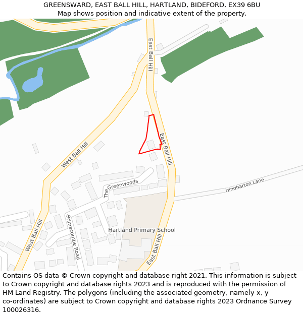 GREENSWARD, EAST BALL HILL, HARTLAND, BIDEFORD, EX39 6BU: Location map and indicative extent of plot