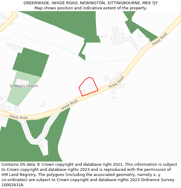 GREENWADE, IWADE ROAD, NEWINGTON, SITTINGBOURNE, ME9 7JY: Location map and indicative extent of plot