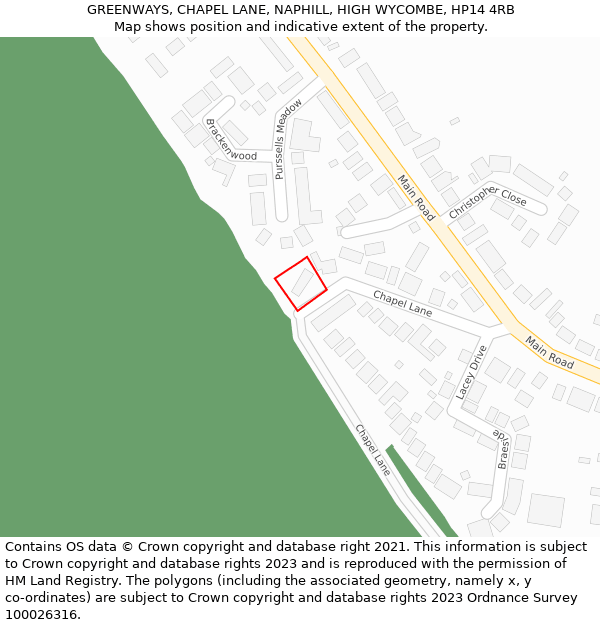 GREENWAYS, CHAPEL LANE, NAPHILL, HIGH WYCOMBE, HP14 4RB: Location map and indicative extent of plot