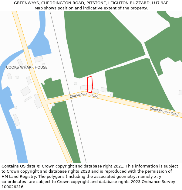 GREENWAYS, CHEDDINGTON ROAD, PITSTONE, LEIGHTON BUZZARD, LU7 9AE: Location map and indicative extent of plot