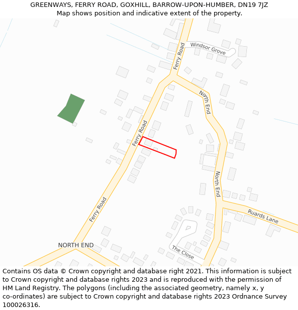 GREENWAYS, FERRY ROAD, GOXHILL, BARROW-UPON-HUMBER, DN19 7JZ: Location map and indicative extent of plot