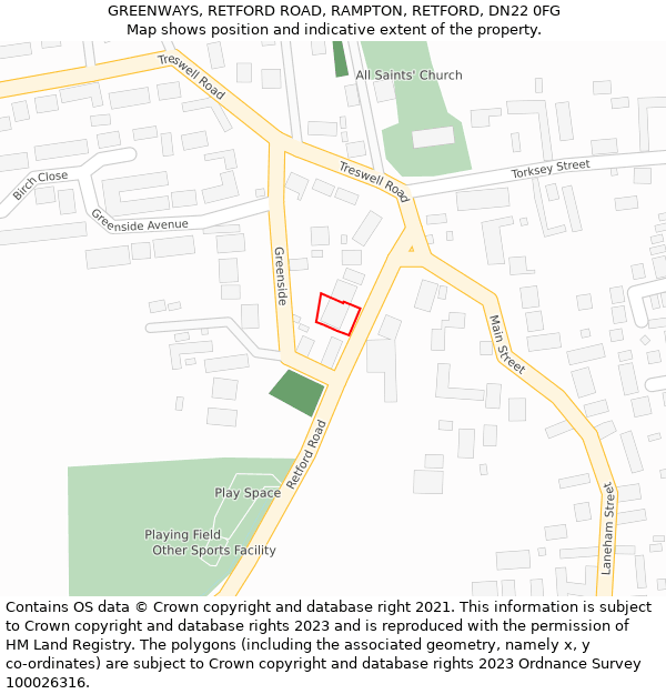 GREENWAYS, RETFORD ROAD, RAMPTON, RETFORD, DN22 0FG: Location map and indicative extent of plot