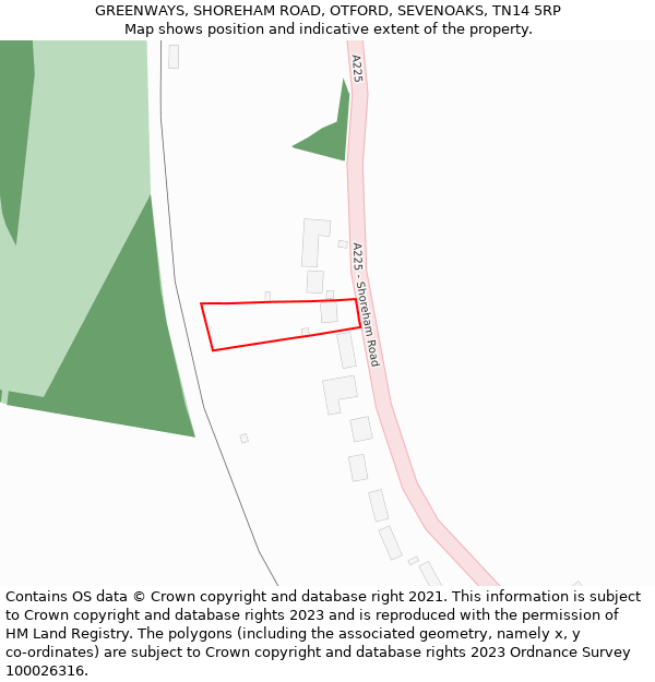GREENWAYS, SHOREHAM ROAD, OTFORD, SEVENOAKS, TN14 5RP: Location map and indicative extent of plot
