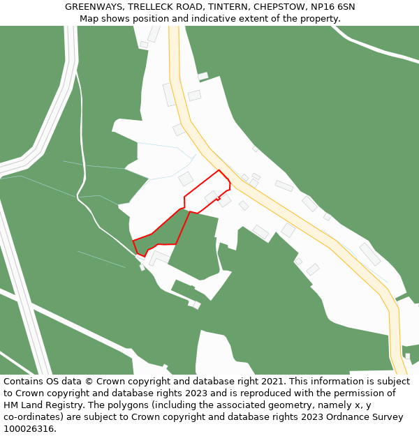 GREENWAYS, TRELLECK ROAD, TINTERN, CHEPSTOW, NP16 6SN: Location map and indicative extent of plot