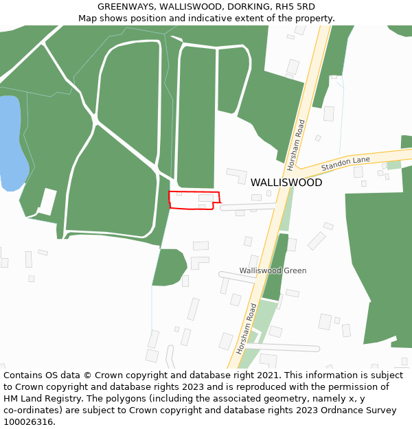 GREENWAYS, WALLISWOOD, DORKING, RH5 5RD: Location map and indicative extent of plot