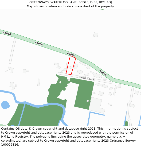 GREENWAYS, WATERLOO LANE, SCOLE, DISS, IP21 4DJ: Location map and indicative extent of plot