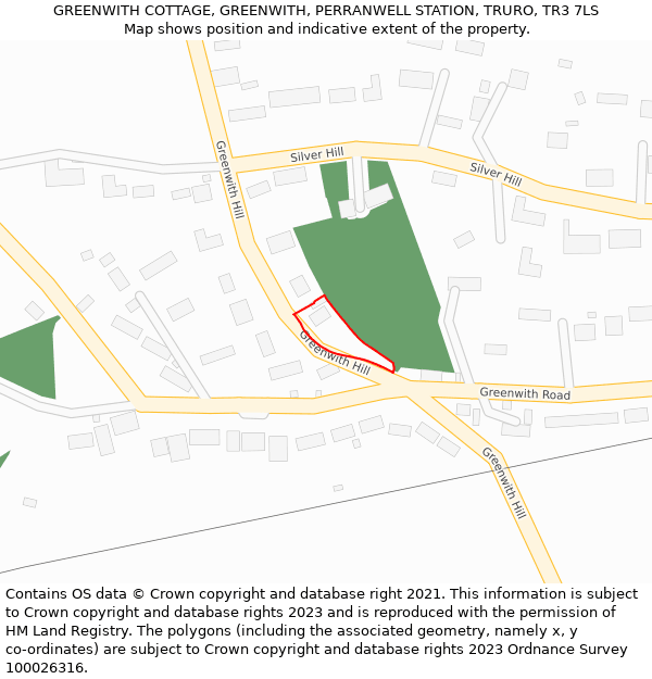 GREENWITH COTTAGE, GREENWITH, PERRANWELL STATION, TRURO, TR3 7LS: Location map and indicative extent of plot