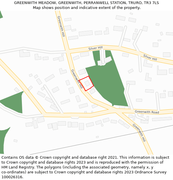 GREENWITH MEADOW, GREENWITH, PERRANWELL STATION, TRURO, TR3 7LS: Location map and indicative extent of plot