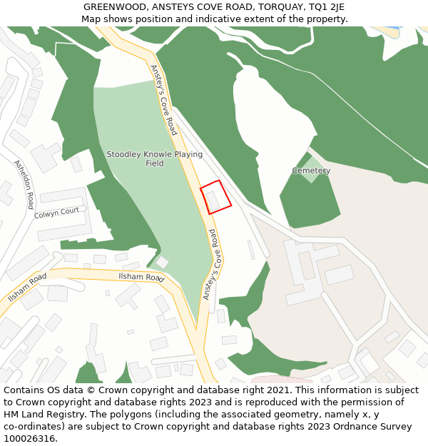 GREENWOOD, ANSTEYS COVE ROAD, TORQUAY, TQ1 2JE: Location map and indicative extent of plot