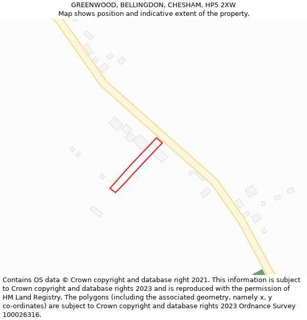 GREENWOOD, BELLINGDON, CHESHAM, HP5 2XW: Location map and indicative extent of plot