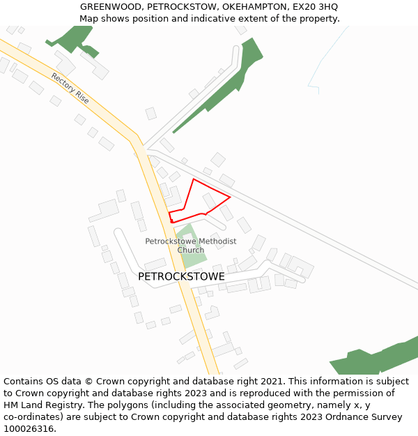 GREENWOOD, PETROCKSTOW, OKEHAMPTON, EX20 3HQ: Location map and indicative extent of plot