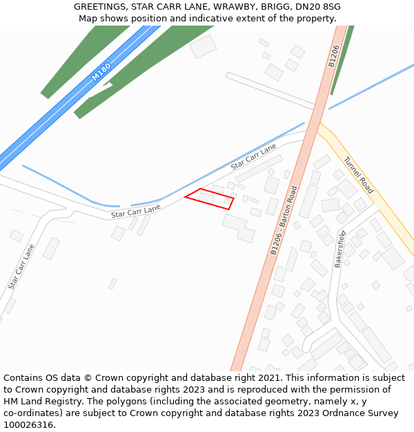 GREETINGS, STAR CARR LANE, WRAWBY, BRIGG, DN20 8SG: Location map and indicative extent of plot