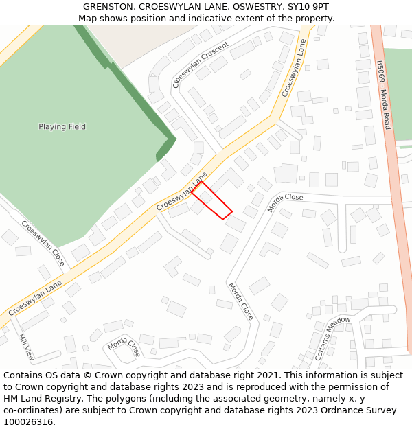 GRENSTON, CROESWYLAN LANE, OSWESTRY, SY10 9PT: Location map and indicative extent of plot