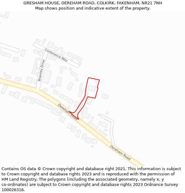 GRESHAM HOUSE, DEREHAM ROAD, COLKIRK, FAKENHAM, NR21 7NH: Location map and indicative extent of plot