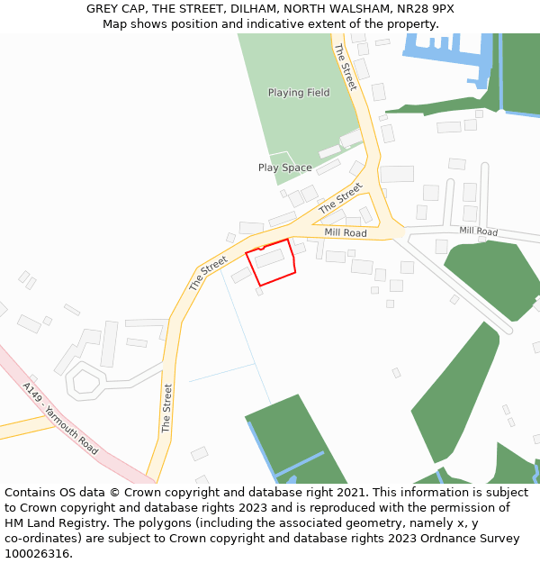 GREY CAP, THE STREET, DILHAM, NORTH WALSHAM, NR28 9PX: Location map and indicative extent of plot