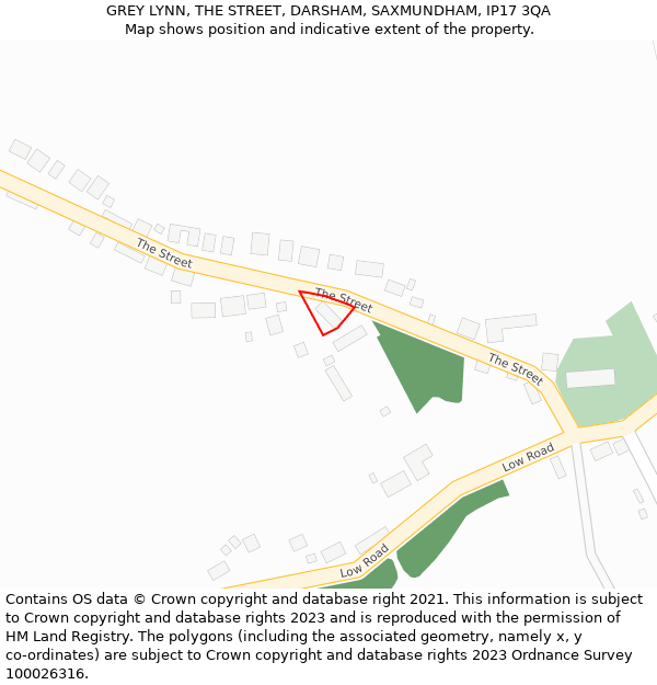 GREY LYNN, THE STREET, DARSHAM, SAXMUNDHAM, IP17 3QA: Location map and indicative extent of plot