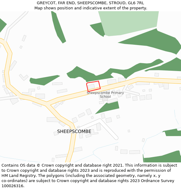 GREYCOT, FAR END, SHEEPSCOMBE, STROUD, GL6 7RL: Location map and indicative extent of plot