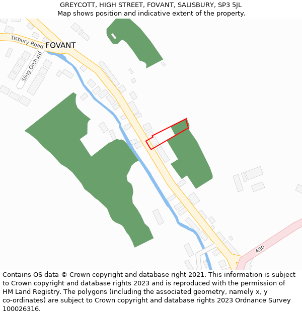 GREYCOTT, HIGH STREET, FOVANT, SALISBURY, SP3 5JL: Location map and indicative extent of plot