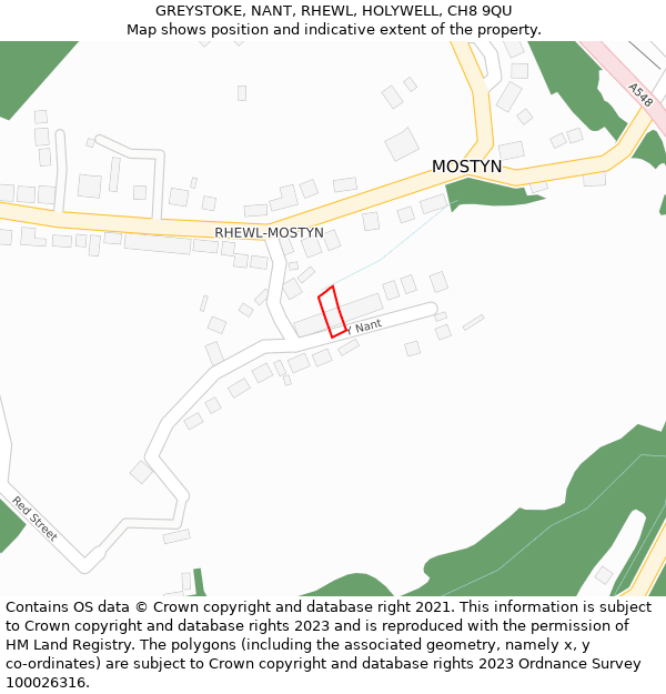 GREYSTOKE, NANT, RHEWL, HOLYWELL, CH8 9QU: Location map and indicative extent of plot