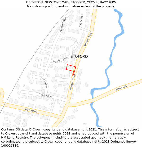 GREYSTON, NEWTON ROAD, STOFORD, YEOVIL, BA22 9UW: Location map and indicative extent of plot