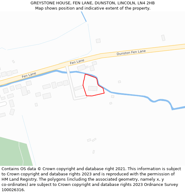 GREYSTONE HOUSE, FEN LANE, DUNSTON, LINCOLN, LN4 2HB: Location map and indicative extent of plot