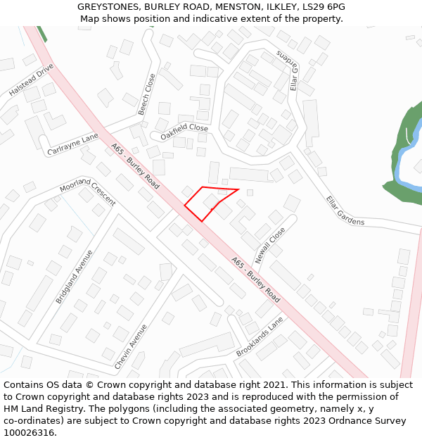 GREYSTONES, BURLEY ROAD, MENSTON, ILKLEY, LS29 6PG: Location map and indicative extent of plot