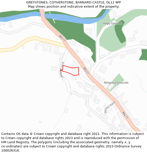 GREYSTONES, COTHERSTONE, BARNARD CASTLE, DL12 9PF: Location map and indicative extent of plot