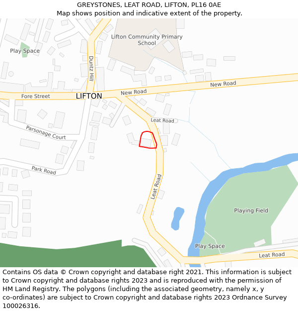 GREYSTONES, LEAT ROAD, LIFTON, PL16 0AE: Location map and indicative extent of plot