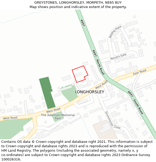 GREYSTONES, LONGHORSLEY, MORPETH, NE65 8UY: Location map and indicative extent of plot