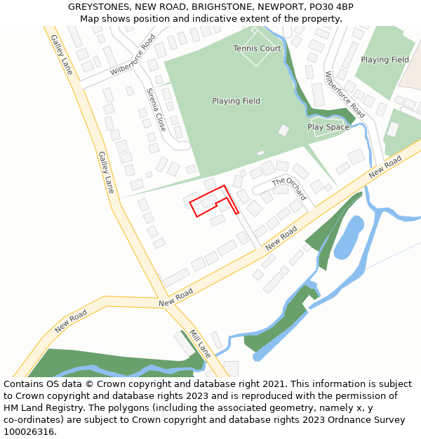 GREYSTONES, NEW ROAD, BRIGHSTONE, NEWPORT, PO30 4BP: Location map and indicative extent of plot