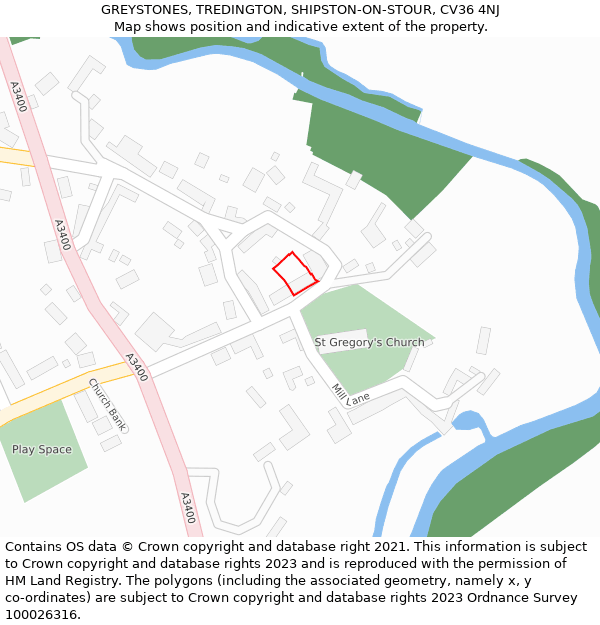 GREYSTONES, TREDINGTON, SHIPSTON-ON-STOUR, CV36 4NJ: Location map and indicative extent of plot