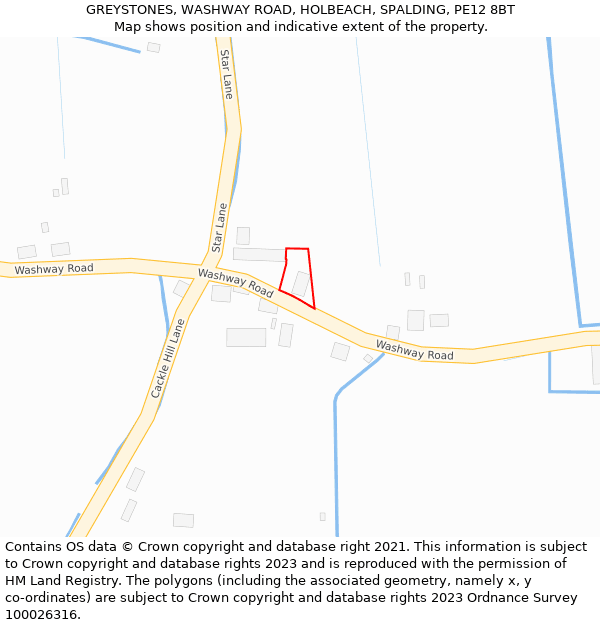 GREYSTONES, WASHWAY ROAD, HOLBEACH, SPALDING, PE12 8BT: Location map and indicative extent of plot