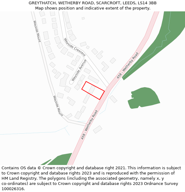 GREYTHATCH, WETHERBY ROAD, SCARCROFT, LEEDS, LS14 3BB: Location map and indicative extent of plot