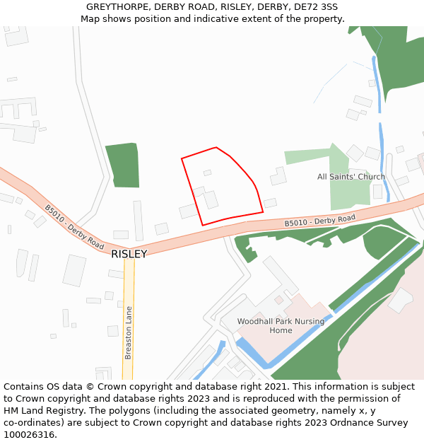 GREYTHORPE, DERBY ROAD, RISLEY, DERBY, DE72 3SS: Location map and indicative extent of plot