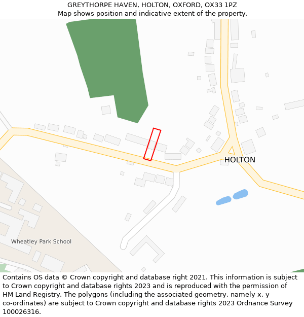 GREYTHORPE HAVEN, HOLTON, OXFORD, OX33 1PZ: Location map and indicative extent of plot