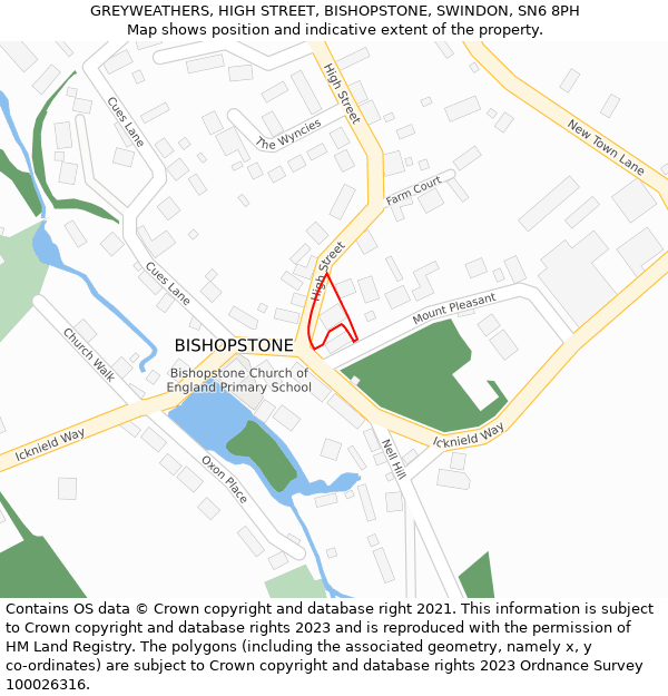 GREYWEATHERS, HIGH STREET, BISHOPSTONE, SWINDON, SN6 8PH: Location map and indicative extent of plot