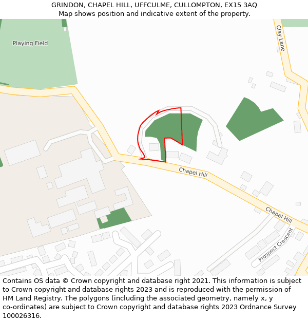 GRINDON, CHAPEL HILL, UFFCULME, CULLOMPTON, EX15 3AQ: Location map and indicative extent of plot