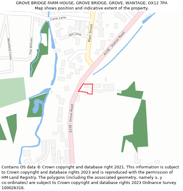 GROVE BRIDGE FARM HOUSE, GROVE BRIDGE, GROVE, WANTAGE, OX12 7PA: Location map and indicative extent of plot