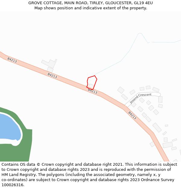 GROVE COTTAGE, MAIN ROAD, TIRLEY, GLOUCESTER, GL19 4EU: Location map and indicative extent of plot