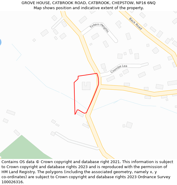 GROVE HOUSE, CATBROOK ROAD, CATBROOK, CHEPSTOW, NP16 6NQ: Location map and indicative extent of plot